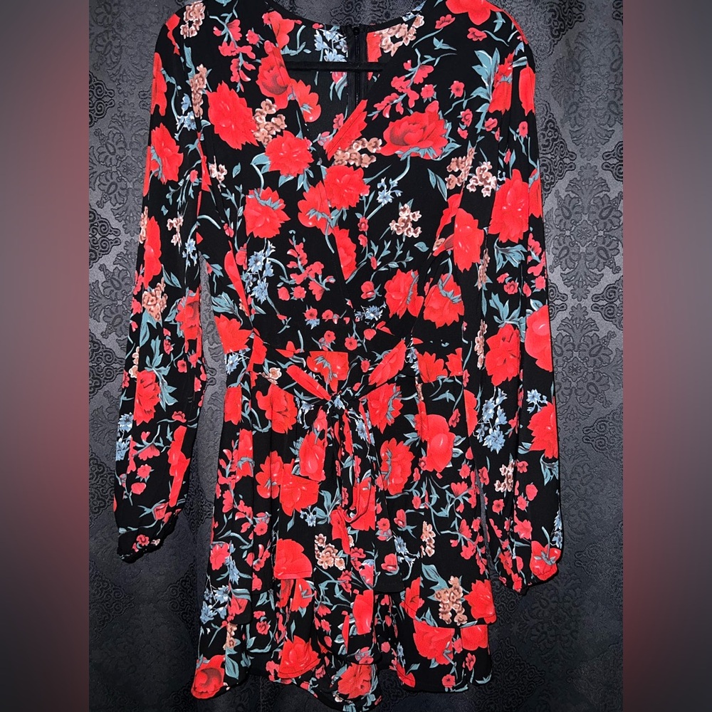 Amazon Women's Floral Dress - Black and Red